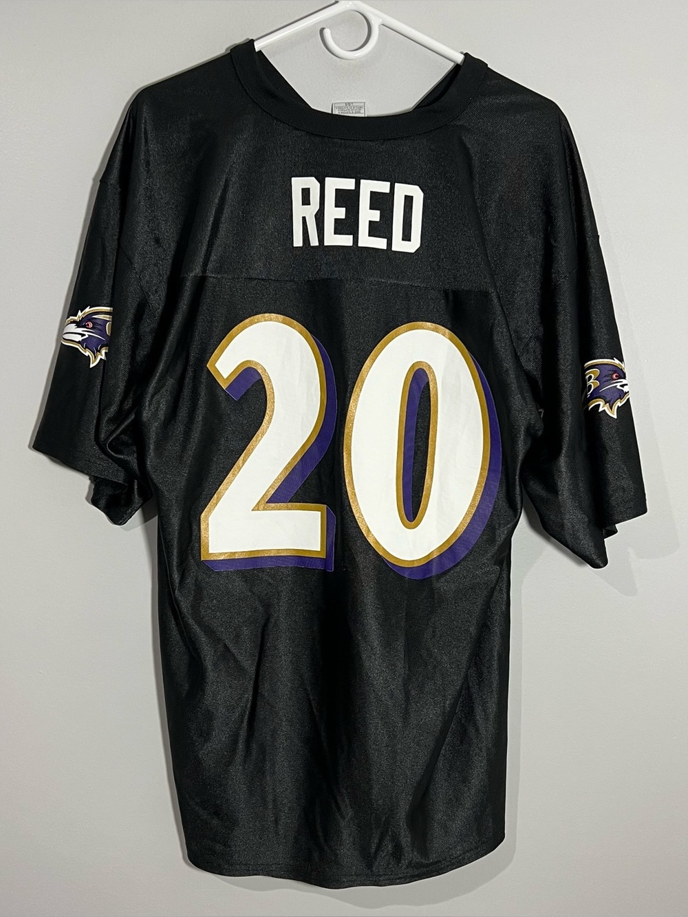 NFL Baltimore Ravens Ed Reed Black White Football Jersey Mens Large